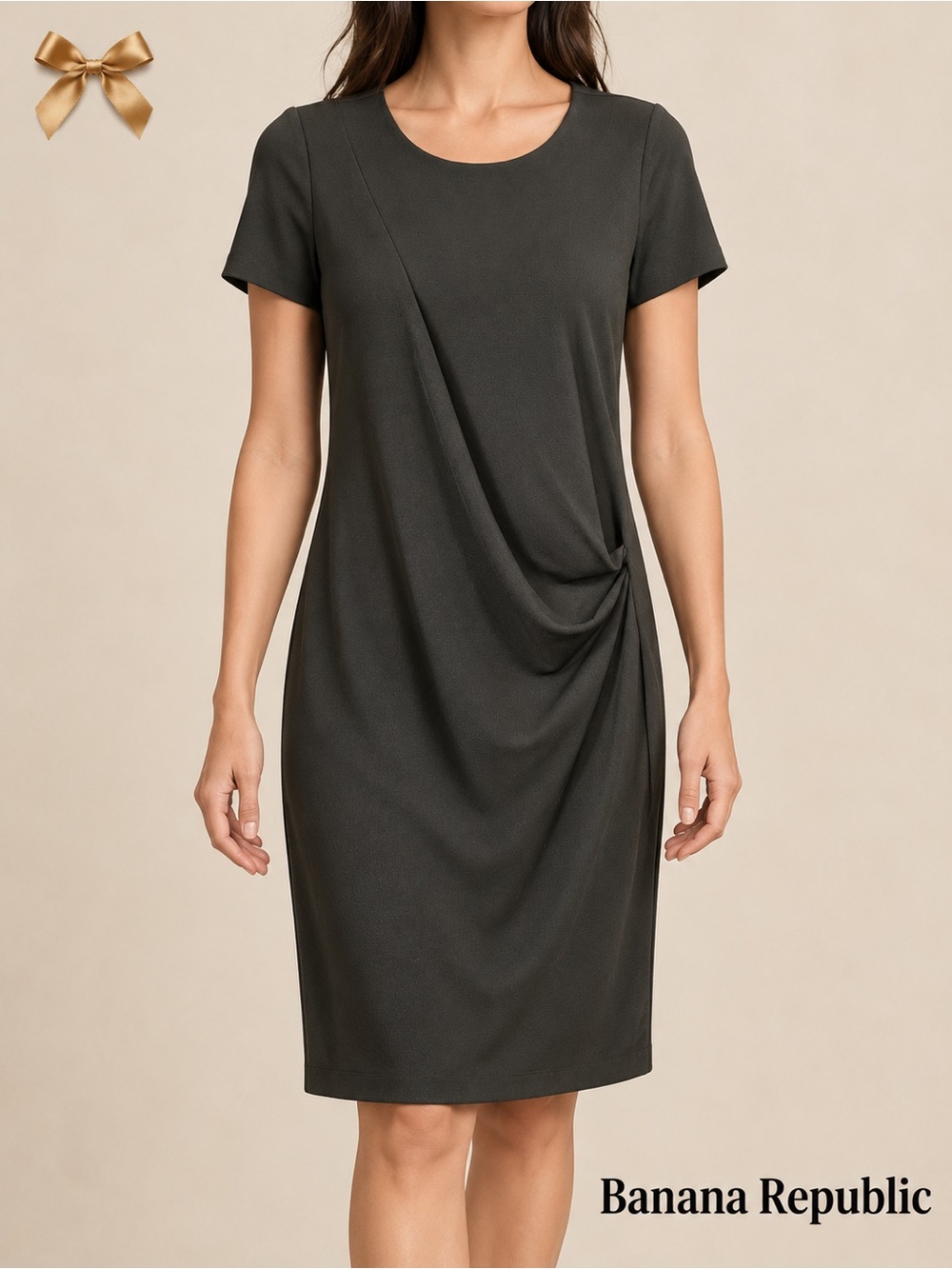 Banana Republic Side Draped Short Sleeve Sheath Dress S